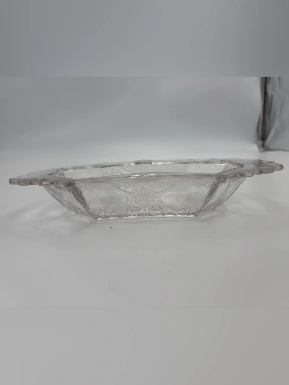 EAPG Pressed Glass Serving Dish or Trinket Dish - Geometric